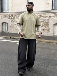 Heavens Edit Y2K复古街头风男士浅蓝色桶形宽松牛仔裤 - 黑色 - 查看 1