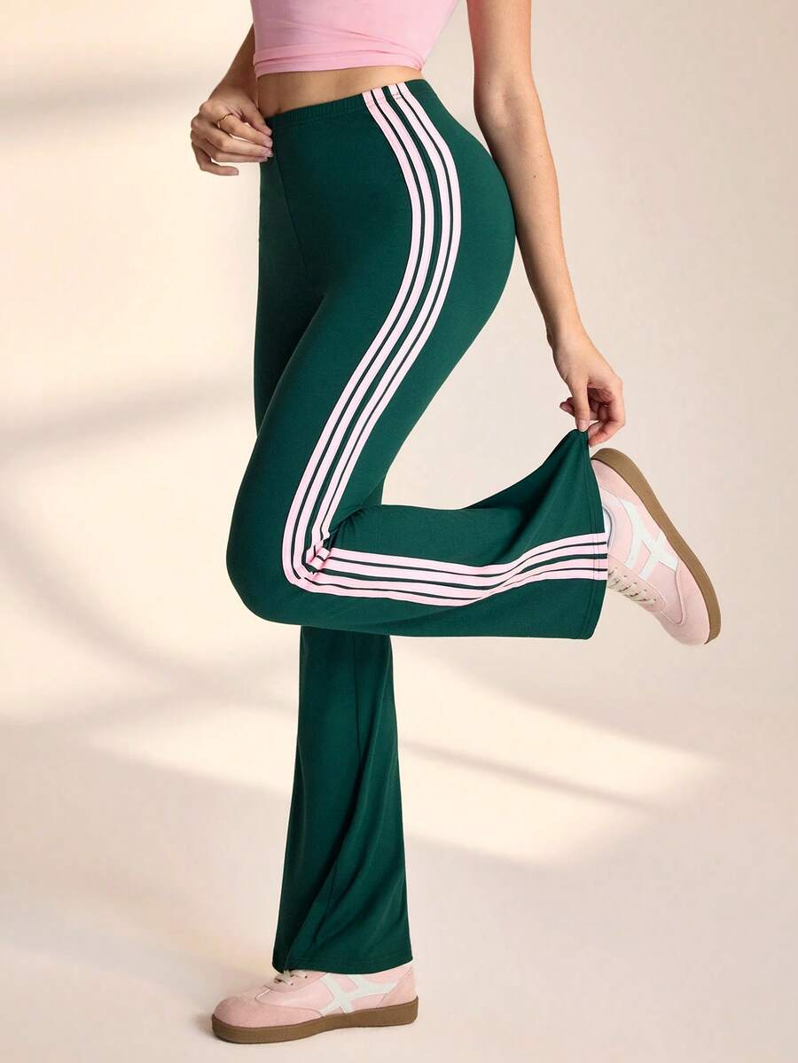 Medorelle 新款蓝白喇叭裤，粉色条纹女士长裤，春夏款 - 彩色 - 查看 1