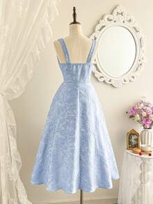 Vintamour Đầm nữ cổ điển thanh lịch, chất liệu satin jacquard họa tiết hoa, phối nhiều mảnh, cổ hình trái tim, đầm dự tiệc, trang phục mùa hè cho nữ, đầm dạ hội, đầm lễ Phục sinh, trang phục mùa xuân cho nữ, đầm xuân cho nữ, quần áo mùa hè, trang phục đi nghỉ mát, đầm dự đám cưới, trang phục đi nghỉ mát cho nữ, đầm cho nữ, đầm chống nắng mùa hè cho nữ, đầm dạ hội cho nữ, đầm corset thanh lịch, đầm tốt nghiệp, đầm sinh nhật. - Màu xanh lam - Xem 7
