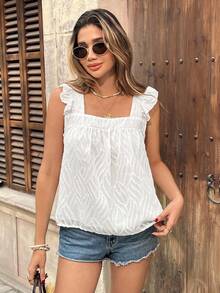 Serisse Women's Vacation Casual Solid Color Cutout Blouse,Summer Top - White - View 6