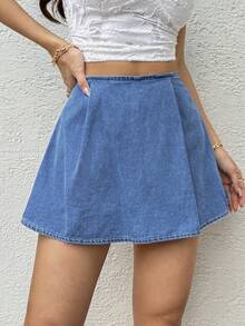 Sunnyshic Quần short denim mỏng cạp trung bình dáng casual dành cho nữ, thích hợp mặc mùa hè. - Rửa nhẹ - Xem 6