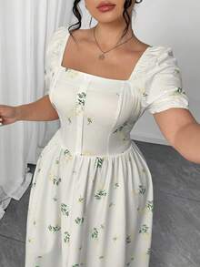 Elenzga 大码优雅假日夏季浪漫连衣裙 - 白色 - 查看 7