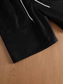 TOKVUE 男士休闲像素印花黑白短袖衬衫套装 - 紅白色 - 查看 7