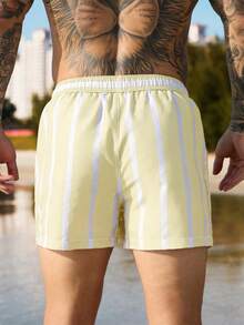 Manfinity KASUA Men's Drawstring Loose Striped Casual Beach Shorts, Summer, Holiday - Multicolor - View 2