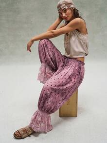 Bohemela Women's Casual Loose Woven Pants - Pink - View 2