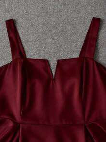 DreamSkyne Plus Size Women Elegant Burgundy Wedding Autumn Spaghetti Strap Maxi Dress Formal Party Prom Wear Dinner Outfit High Quality Zanea Yisikado Dresses - Burgundy - View 3