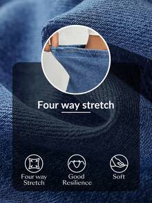 Flexra 女士松紧腰褶裥下摆休闲牛仔裙 - 藍色 - 查看 8