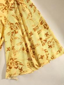 Franclia 女士优雅V领收腰印花T恤，春夏款 - 彩色 - 查看 6