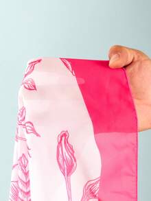 SHEIN 少女连体泳衣，可爱大花朵针织面料，蝴蝶结装饰，时尚休闲优雅淑女套装，适合游泳、夏季度假、海滩、泳池、节日派对 - 玫紅色 - 查看 3