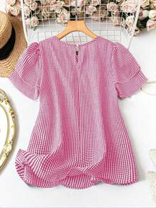 SHEIN LUNE Áo sơ mi tay ngắn cỡ lớn, thời trang cho mùa hè - Hồng - Xem 2