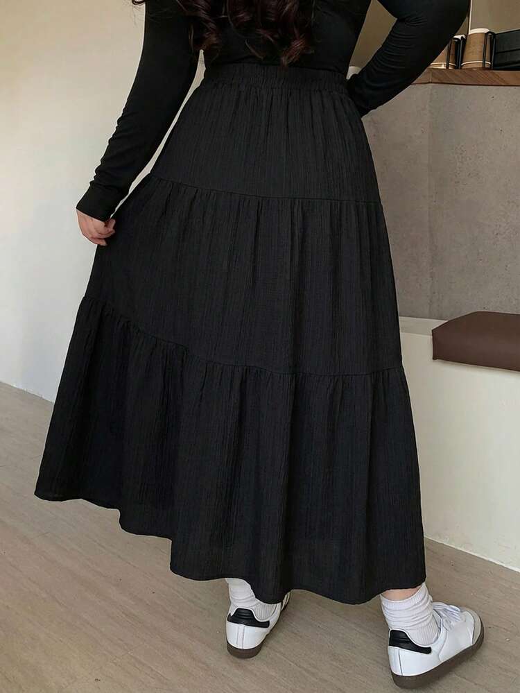 Dazy Plus Plus Size Elastic Waist Patchwork A-Line Skirt, Spring/Summer