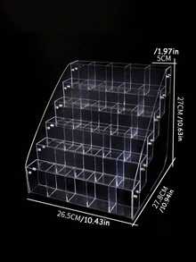 1PC Large Capacity Slanted Design Desktop Multifunctional Storage Clear Acrylic Pen Display Stand For Office School Home Desk Organization Pen Organizer Pencil Holder - Transparent - View 8