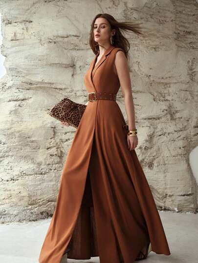 MOTF PREMIUM Đầm nữ vải lanh cổ tròn, vai độn, eo xòe, thích hợp cho mùa xuân/hè.