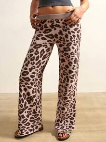 VARSIVA Pantalones deportivos anchos y sueltos con estampado de leopardo, estilo casual y elegante para mujer, otoño/invierno - Multicolor - Ver 13