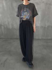 FRIFUL Quần dài lưới 2 trong 1 dành cho nữ, kiểu dáng thường ngày. - màu đen - Xem 4