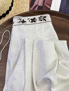 Franclia New Embroidered Cinched Waist Women's Long Pants, Spring/Summer - Multicolor - View 6