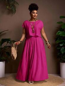 Veslaya 秋冬新品/女士秋季服装/万圣节/秋季/冬季女士服装/大码秋季服装/复活节/西部风/海滩风/波西米亚风/波西米亚风女装/女士节日服装/锐舞派对/复活节女装/老钱风女装/乡村音乐会服装/外出服装/仙女风/节日服装/机场 - 玫紅色 - 查看 6