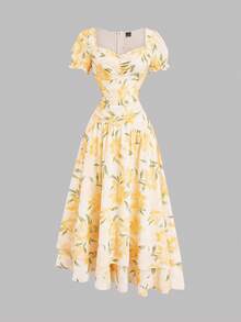 Qadelle Váy dài mùa hè thanh lịch và thời trang dành cho nữ. - Màu vàng - Xem 5