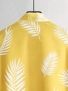 Chillumni 男士休闲度假棕榈树印花宽松黄色短袖衬衫 - 彩色 - 查看 4