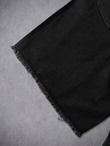 Manfinity EMRG American Distressed Rhinestone Flame Embellished Jeans - Black - View 5