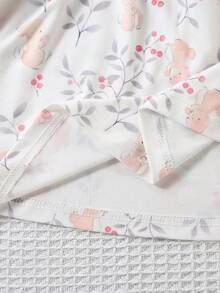 SHEIN Playful Pals 2件套女婴休闲百搭可爱卡通水彩兔子印花吊带连衣裙，适合情人节、复活节、节日、生日拍照、户外活动、居家休闲、度假、春夏穿着。 - 粉色 - 查看 7