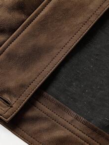 DAZY Autumn/Winter New Loose Casual Thick PU Women Regular Jacket - Brown - View 6