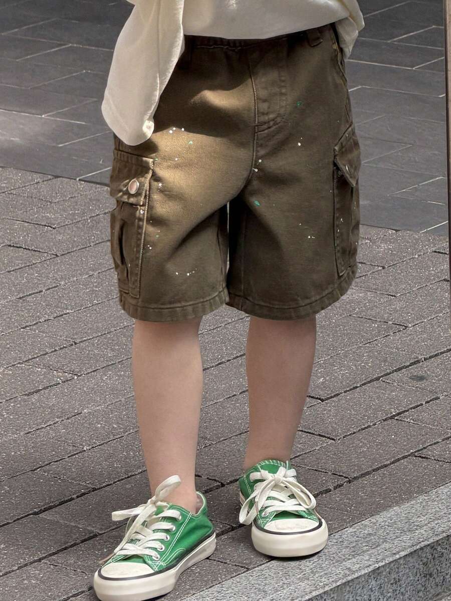 DAZY Young Boy Cargo Pocket Loose Casual Denim Shorts - Grey - View 1