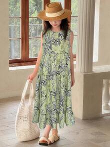 Dazy Kids Đầm hoa nhí không tay cho bé gái tuổi teen, mùa hè - Nhiều màu - Xem 5
