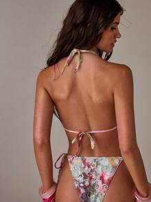 SHEIN BAE 1件装女士白色水晶串珠网纱泳衣上衣 - 白色 - 查看 2