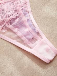 Charlaine 5pcs/Pack Women's Low-Rise Lace Thong Panties, Random Heart Pattern - Multicolor - View 4