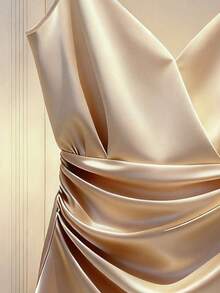 Franclia 高端缎面交叉V领无袖吊带背心，适合春夏季节、夏季假期、春季、情人节、狂欢节、海滩、婚礼、生日、健身房、外出等场合，优雅时尚。 - 杏色 - 查看 7