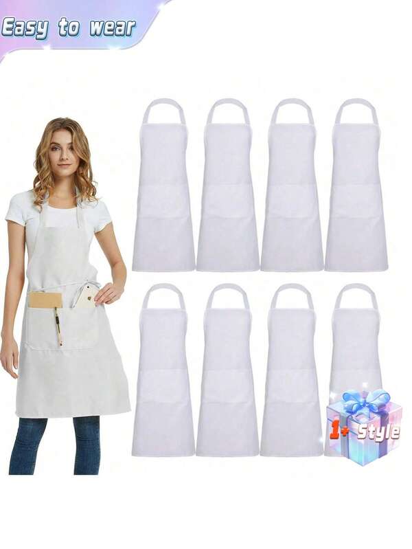 مريلة - مريلة يونيسكس بجيبين واسعين، قابلة للغسل في الغسالة، مناسبة للمطبخ والأعمال اليدوية والشواء والرسم