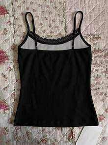 Glimmora Women's Deer Print Contrast Lace Camisole - Multicolor - View 2