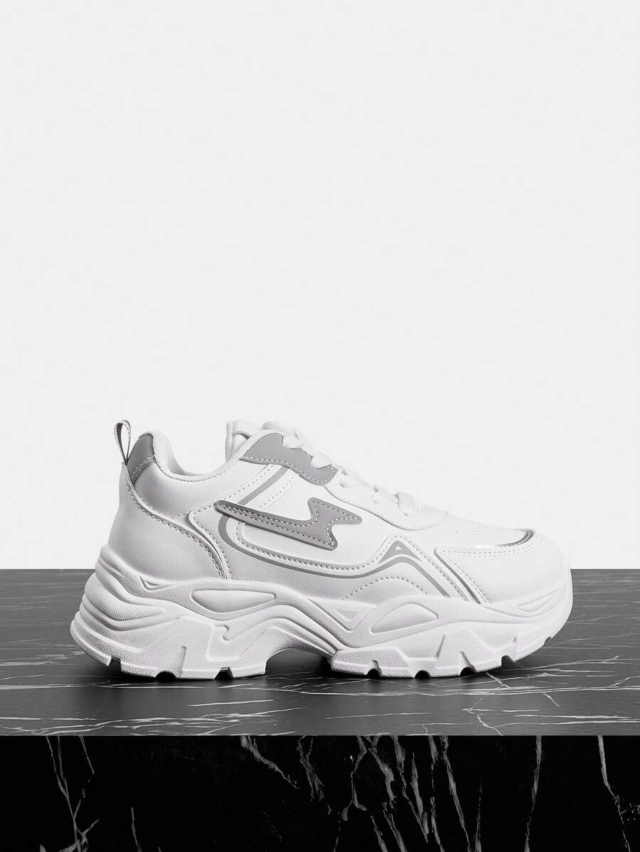 Vate Zapatillas de cuña con cordones cómodas y casuales para mujer - Blanco - Ver 1