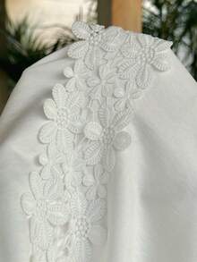 SHEIN EZwear 女士休闲阔腿裤，纯白色 - 白色 - 查看 7