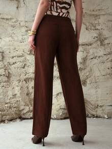 MOTF PREMIUM WOMEN'S LINEN BANANA PANTS, AUTUMN GOLF PASTAL GIRLISIM - Brown - View 10