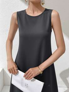 Al Najma Women's Solid Color Round Neck Casual Party & Travel Arabic Style Dress - Multicolor - View 6