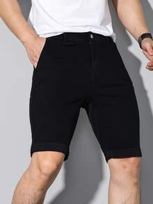 Manfinity Homme Men's Slim Fit Casual Denim Shorts, Summer - Black - View 7