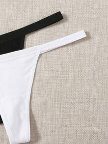 Lowkey Lull Women Casual Plain Fabric Thong Panties Multicolor Medium Stretch - Multicolor - View 4