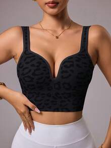 SHEIN Sovereign Charm Seamless Leopard Print Sports Bra Camisole Sports Bras With Padding Gym Tops For Women With Built In Bra Top With Padded Bra Fitness Top Workout Tops Built In Bra Push Up Sport Bra Top With Bra Pad Gym Bras For Women Gym Tops With Built In Bra Leopard Sports Bra - Multicolor - View 8