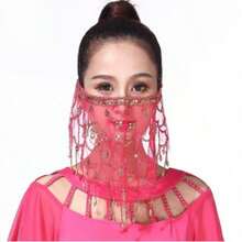 New Dance Performance Costume Accessories, Floral Gauze Veil & Face Mask For Belly Dance - Multicolor - View 9