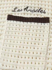 Manfinity CityGents 男士撞色纽扣镂空针织上衣 男士意大利度假装扮 男士钩针衬衫 希腊度假装扮 - 杏色 - 查看 6