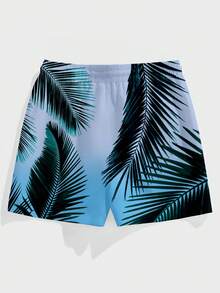 VIVINTIMO Men's Beach Shorts With Milk Silk Lining, Gradient Coconut Tree Print Beach Shorts, Fashionable And Suitable For Island Vacation - Multicolor - View 5