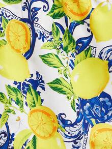 Open Phase Men's Lemon Fruit Pattern Beach Shorts, Made Of Mesh Fabric And Suitable For Swimming, Vacation, Workout, Gift, Hawaiian , Retro American, Unisex, Relaxed Fit Summer Outfits – Suitable For Everyday Wear And Summer Holiday Outfits. - Yellow - View 6