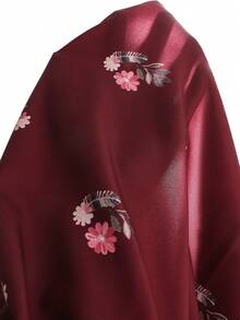 2pcs/Set Tween Girls Floral Print Petal Sleeve Shirt & Asymmetric Button Skirt, Comfortable For Vacation Or Daily Wear, Spring/Summer - Burgundy - View 8