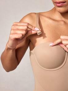 SHEIN Fashionable Elegant Cup Design Shapewear Jumpsuit - Apricot - View 11