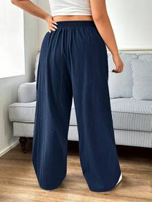 Enliva New Plus Size Casual Simple Versatile Pants, Back To School, Teacher Pants For Women, For Apple And Rounded Body Shape - Navy Blue - View 5
