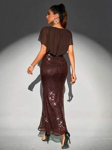 SHEIN Belle Glitz And Glam Dress Party Dress For Women Holiday Dress For Women Dinner Dresses For Women Party Dress For Women Summer Holiday Festival Vintage - Brown - View 2
