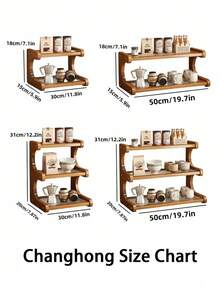 1PC Multilayer Solid Wood Foldable Storage Display Space Saving Portable Natural Desktop Shelf Rack Office Desk Home Cup Holder Organizer - Multicolor - View 4