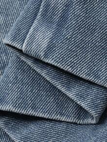FRIFUL Quần jean ống rộng bằng cotton thắt eo dành cho nữ - Màu xanh lam - Xem 7